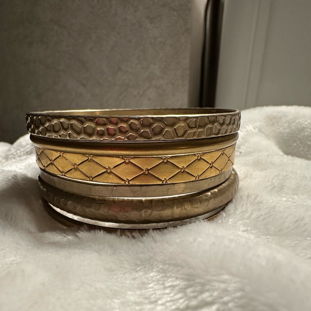 Gold Textured Bangles - set of 6